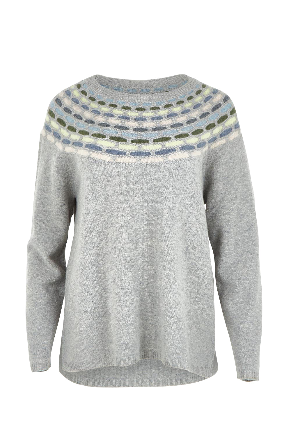 Product shot of the Brigitte Lambswool Sweater in colour Grey (Grey), from the front