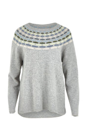 Product shot of the Brigitte Lambswool Sweater in colour Grey (Grey), from the front