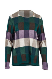 Product shot of the Lillith Organic Cotton Sweater in colour Coldgreen (Green), from the front