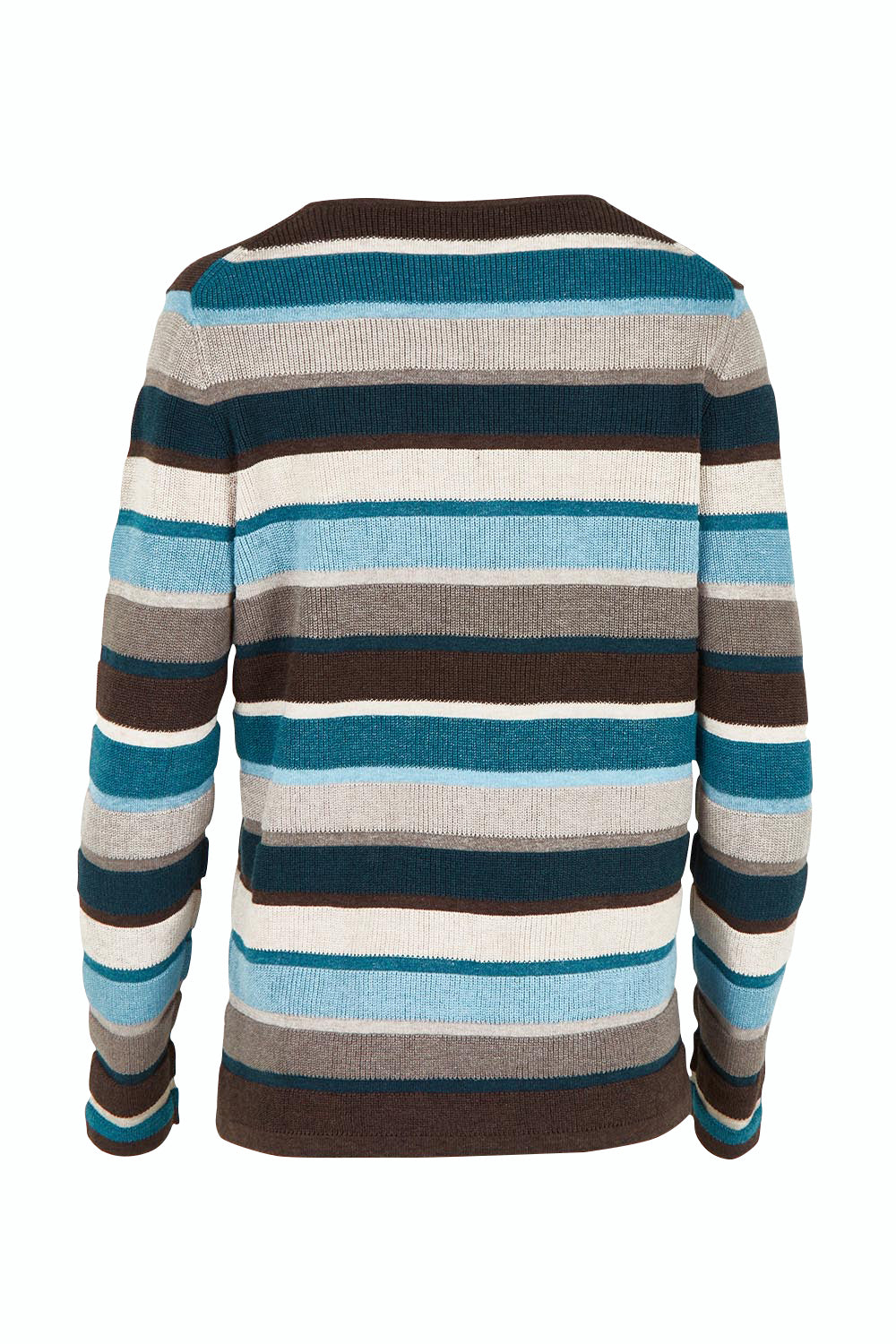 Product shot of the Mathilde Organic Cotton Sweater in colour Darkbrown (Blue), from the back
