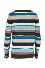 Product shot of the Mathilde Organic Cotton Sweater in colour Darkbrown (Blue), from the back