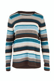 Product shot of the Mathilde Organic Cotton Sweater in colour Darkbrown (Blue), from the front