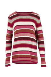 Product shot of the Mathilde Organic Cotton Sweater in colour Softred (Pink), from the front