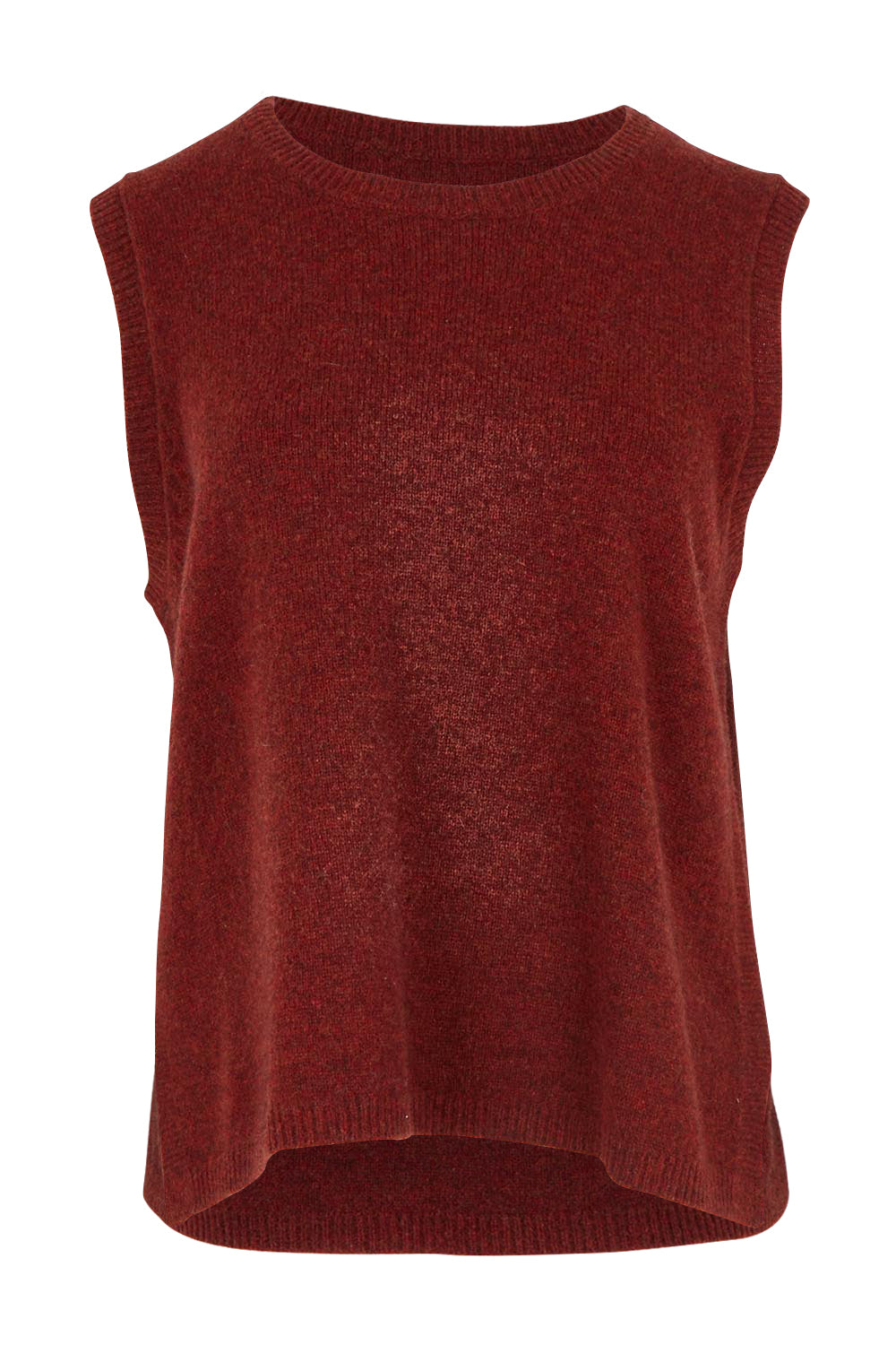Product shot of the Mitos Vest in colour Spice, from the front