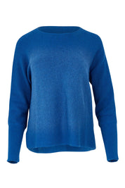 Product shot of the Neria Organic Cotton Sweater in colour Blue (Blue), from the front
