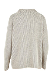 Product shot of the Somers Lambswool Sweater in colour Oat, from the back