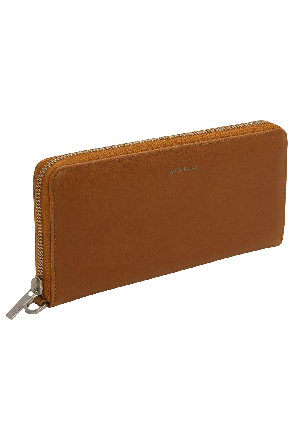 Product shot of the Elm Vegan Zip Around Wallet in colour Chili, detail