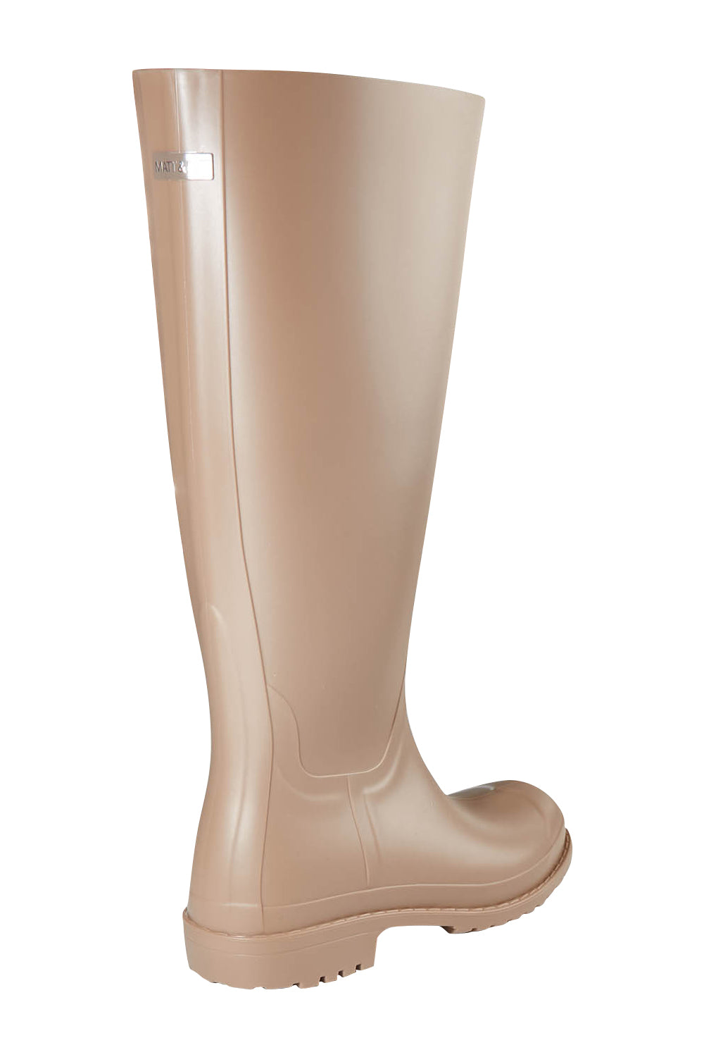 Product shot of the Otoki Waterboot Calf Rainboot in colour Soy, from the back