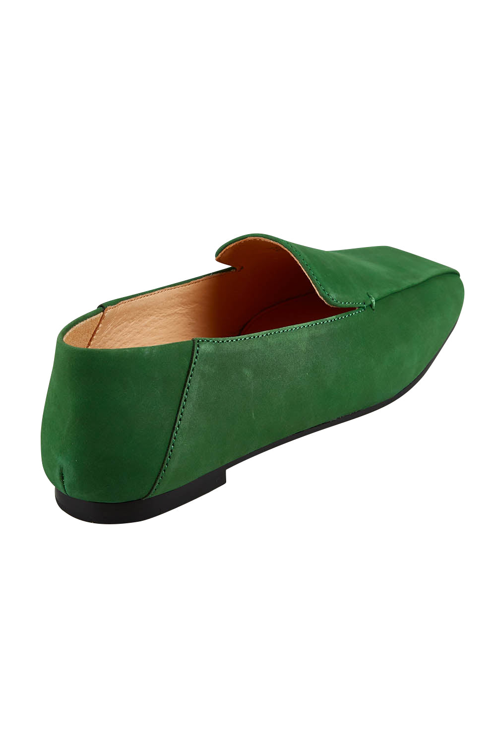 Product shot of the Aspen Nubuck Leather Slipper in colour Green (Green), from the back