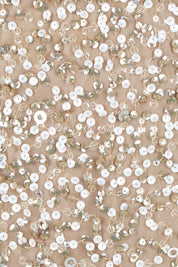 Product shot of the Mimi Hand Beaded Gown in colour Mink, detail
