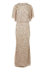 Product shot of the Mimi Hand Beaded Gown in colour Mink, from the front