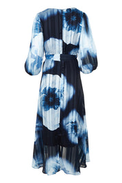 Product shot of the Salina Printed Maxi Dress in colour Navysky (Blue), from the back