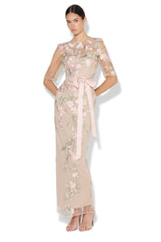 Model Genericm wearing size sample of the Raya Embroidered Gown - Pink in colour Pink, from the front