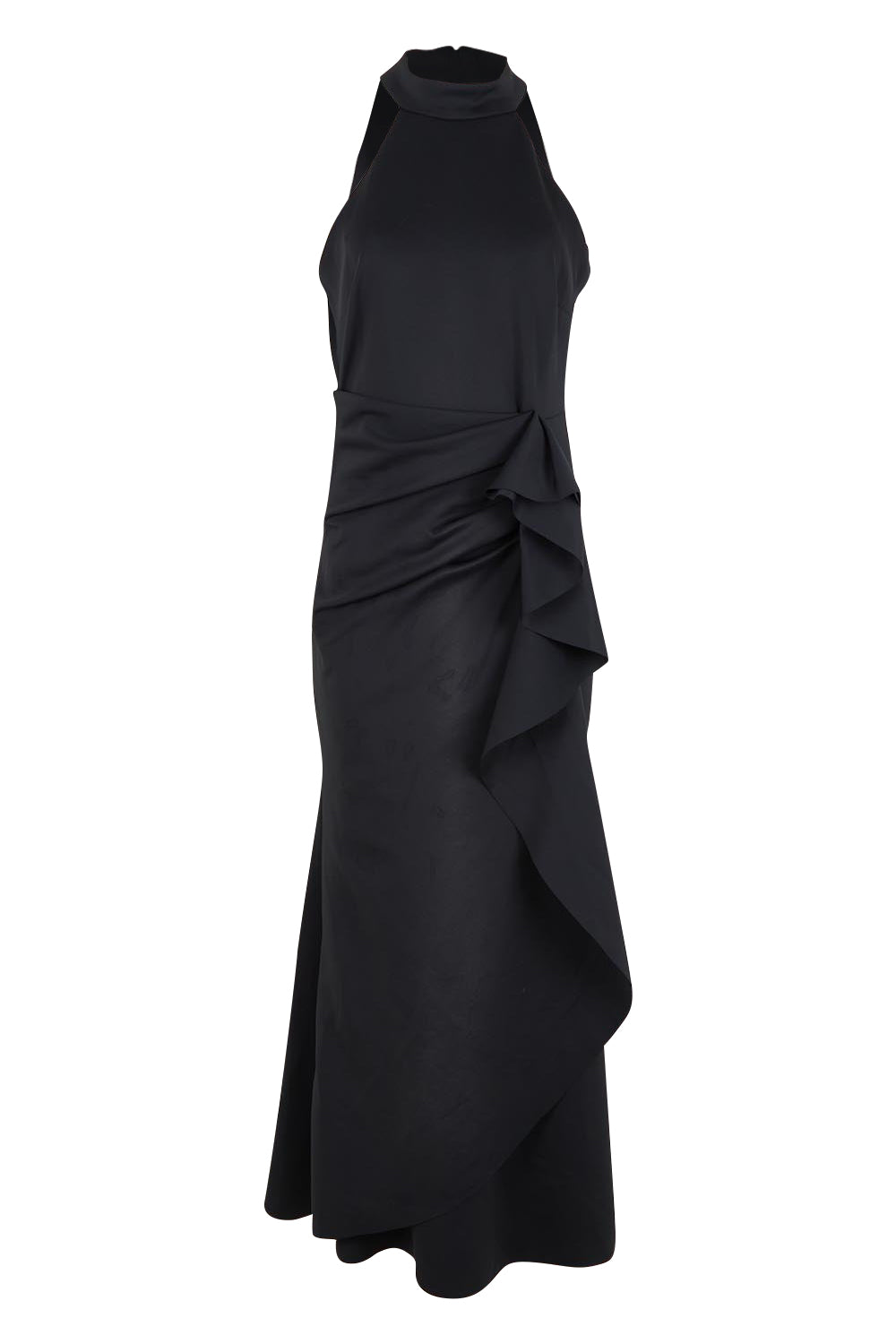 Product shot of the Sebastian Halter Gown in colour Black (Black), from the front
