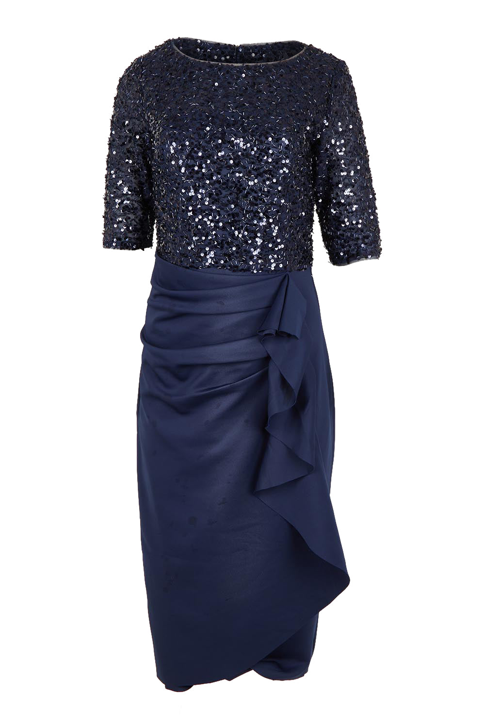 Product shot of the Reeva Sequin Cocktail Dress in colour Navy (Blue), from the front