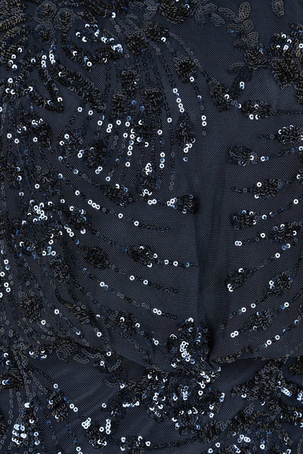 Product shot of the Aria Sequin Maxi Gown in colour Navy (Blue), detail