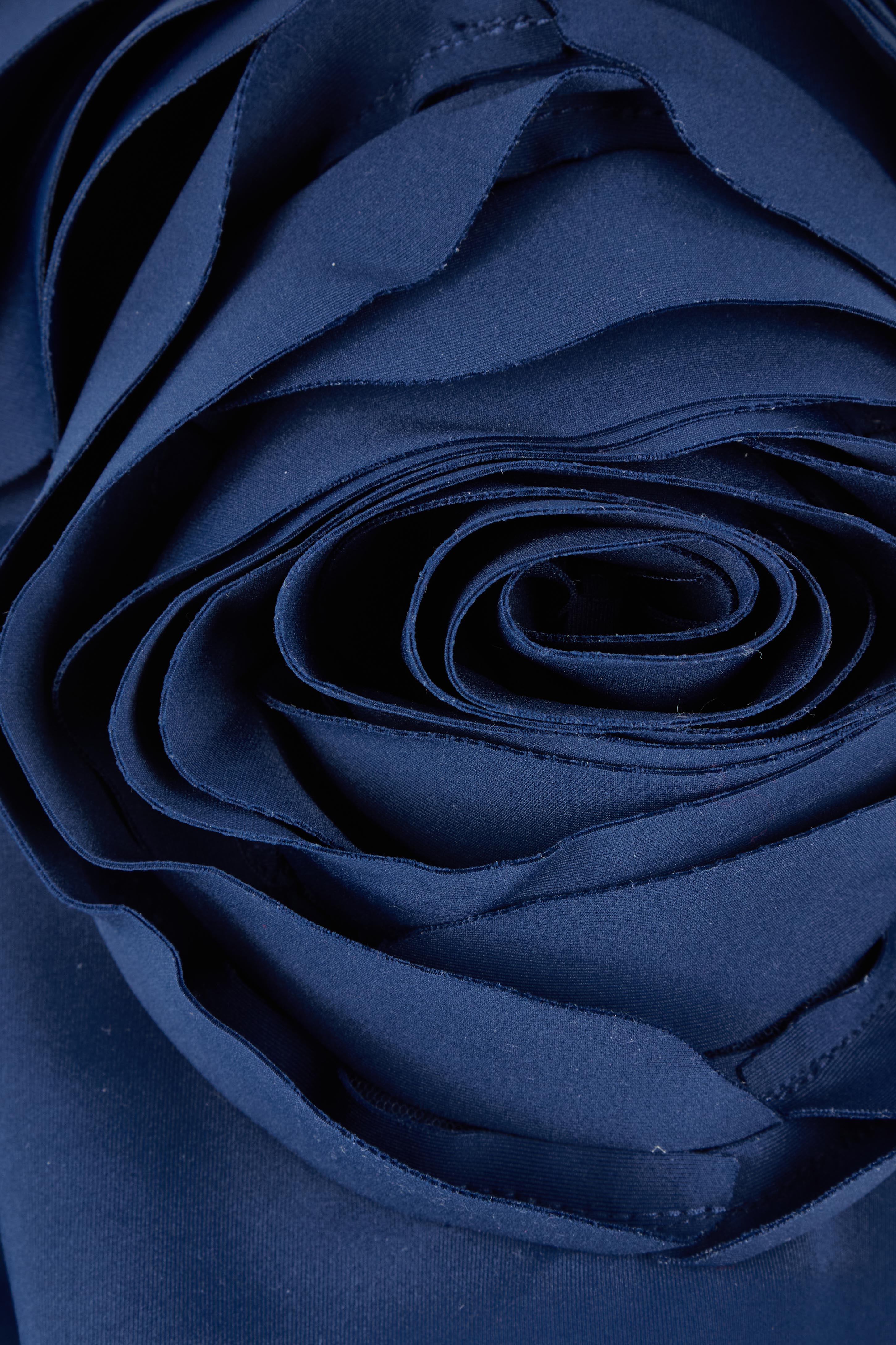 Product shot of the Monet Rosette Sleeve Gown in colour Navy (Blue), detail