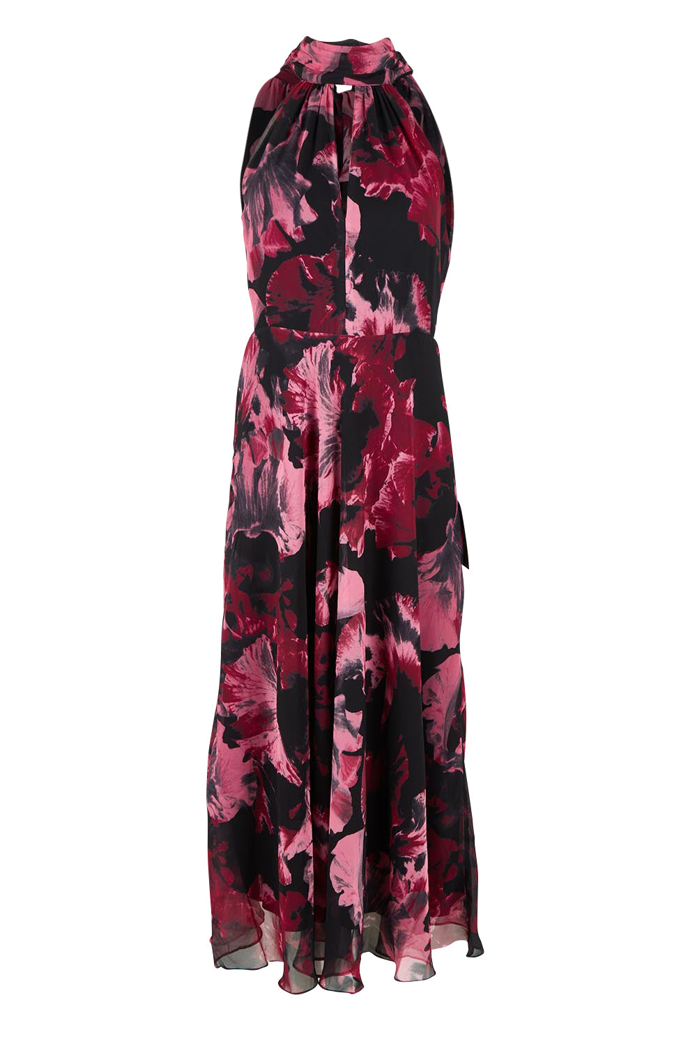 Product shot of the Imogen Merlot Floral Midi Dress in colour Merlot (Red), from the front
