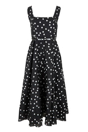 Product shot of the Ascot Dot Dress in colour Blkwhtdot (Black), from the front