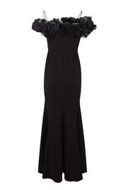 Product shot of the Mischa Organza Rose Gown in colour Black (Black), from the back
