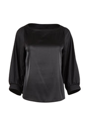 Product shot of the Tia Blouse in colour Black (Black), from the front