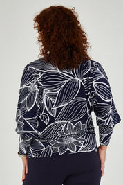 Preloved The Printed Kelly Blouse - Navyleaves