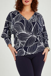 Preloved The Printed Kelly Blouse - Navyleaves