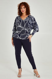 Preloved The Printed Kelly Blouse - Navyleaves