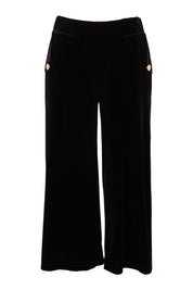 Product shot of the Samantha Velvet Culottes in colour Black (Black), from the front