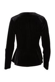 Product shot of the Dawn Velvet Jacket in colour Black (Black), from the back