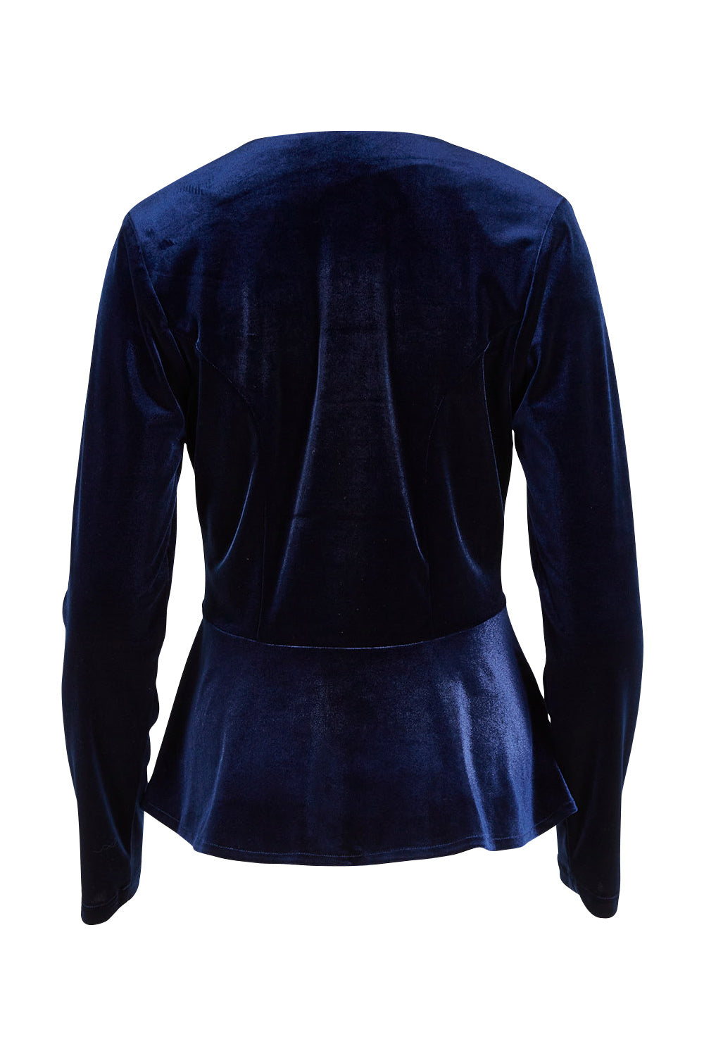 Product shot of the Dawn Velvet Jacket in colour Moonlight (Blue), from the front