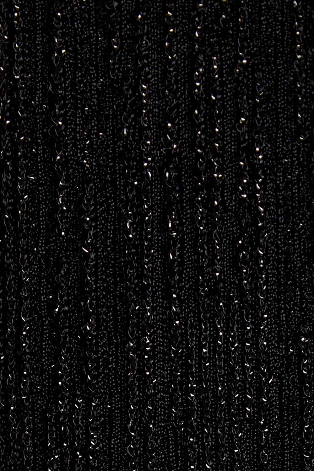 Product shot of the Donna Glamorous Top in colour Midnight (Black), detail