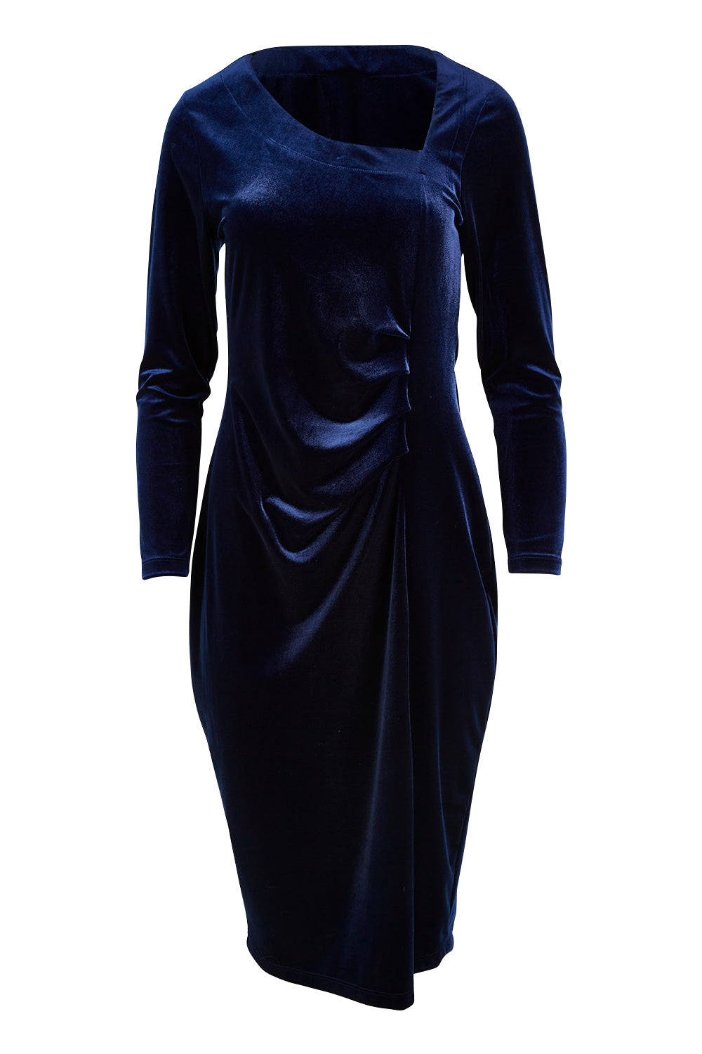 Product shot of the Diana Velvet Dress in colour Moonlight (Blue), from the front