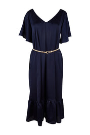 Product shot of the Mary Dress in colour Navy (Blue), from the front