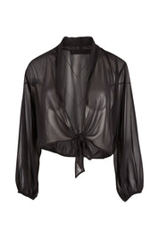 Product shot of the Penelope Shrug in colour Black (Black), from the front