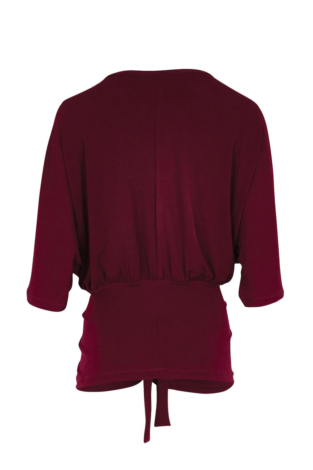 Product shot of the Niamh Top – Port in colour Port, from the back