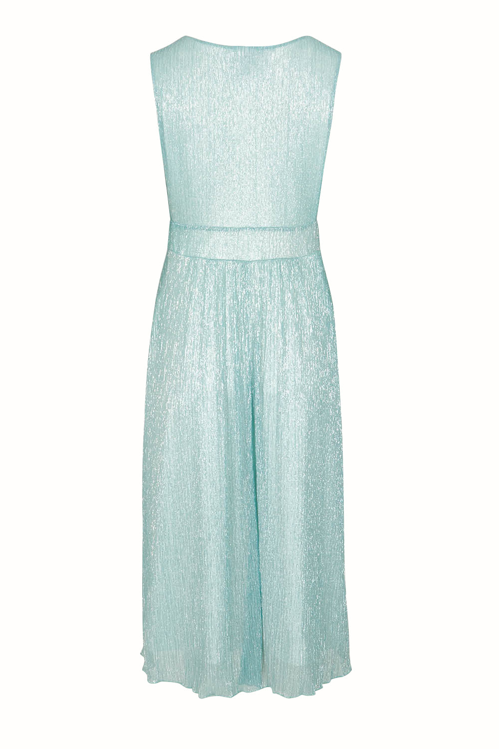 Product shot of the Sally Ann Dress in colour Oasis (Green), from the back