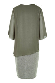 Product shot of the Bridgette Dress in colour Khakisilv (Green), from the back