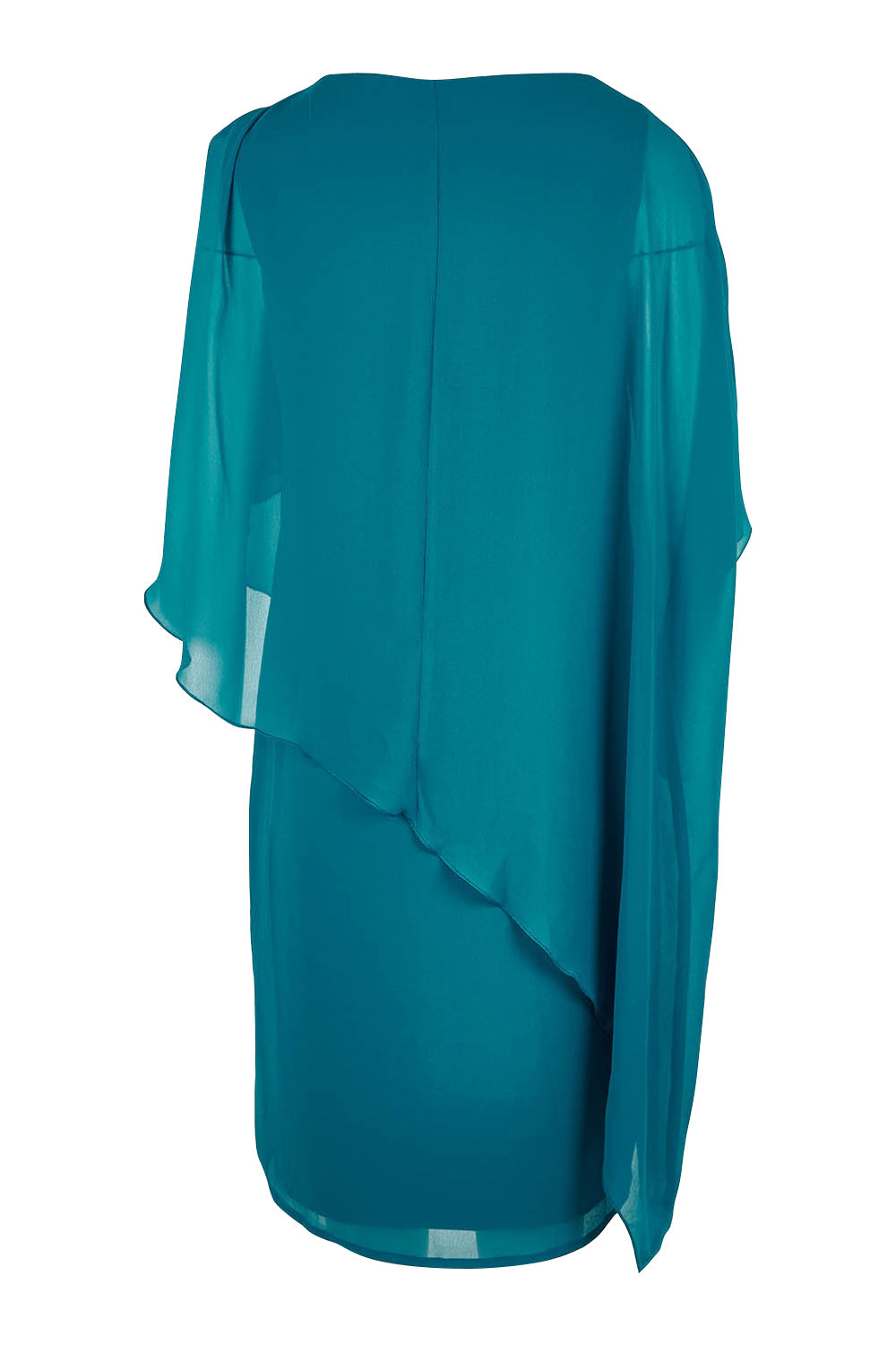 Product shot of the Beatrice Dress in colour Teal (Blue), from the back