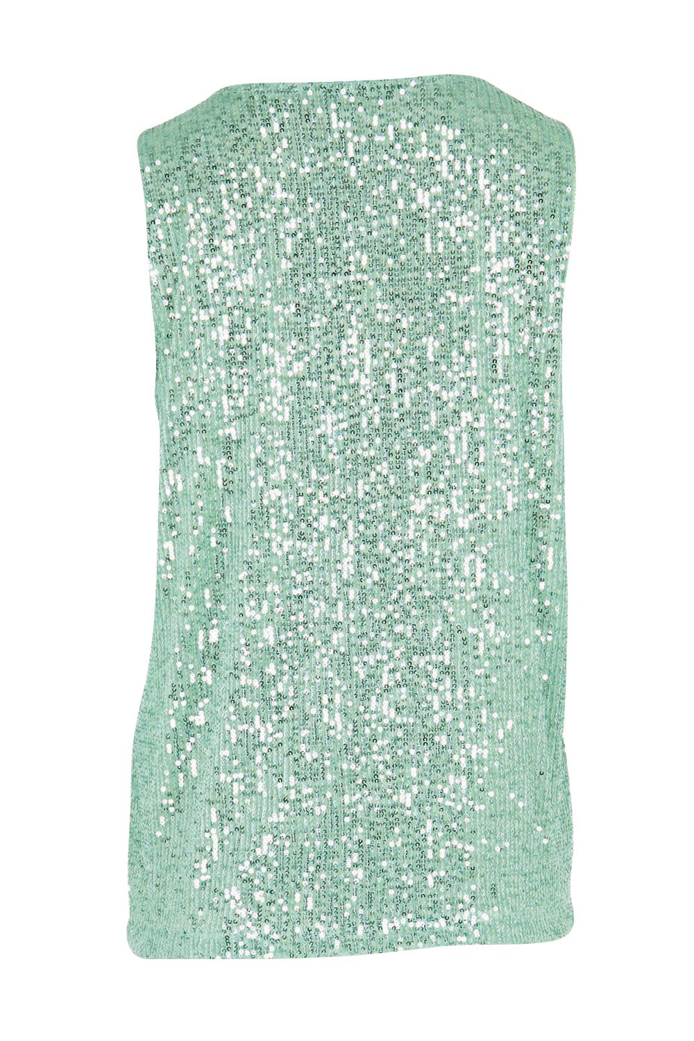 Product shot of the Reece Sequin Top – Mint in colour Mint, from the back