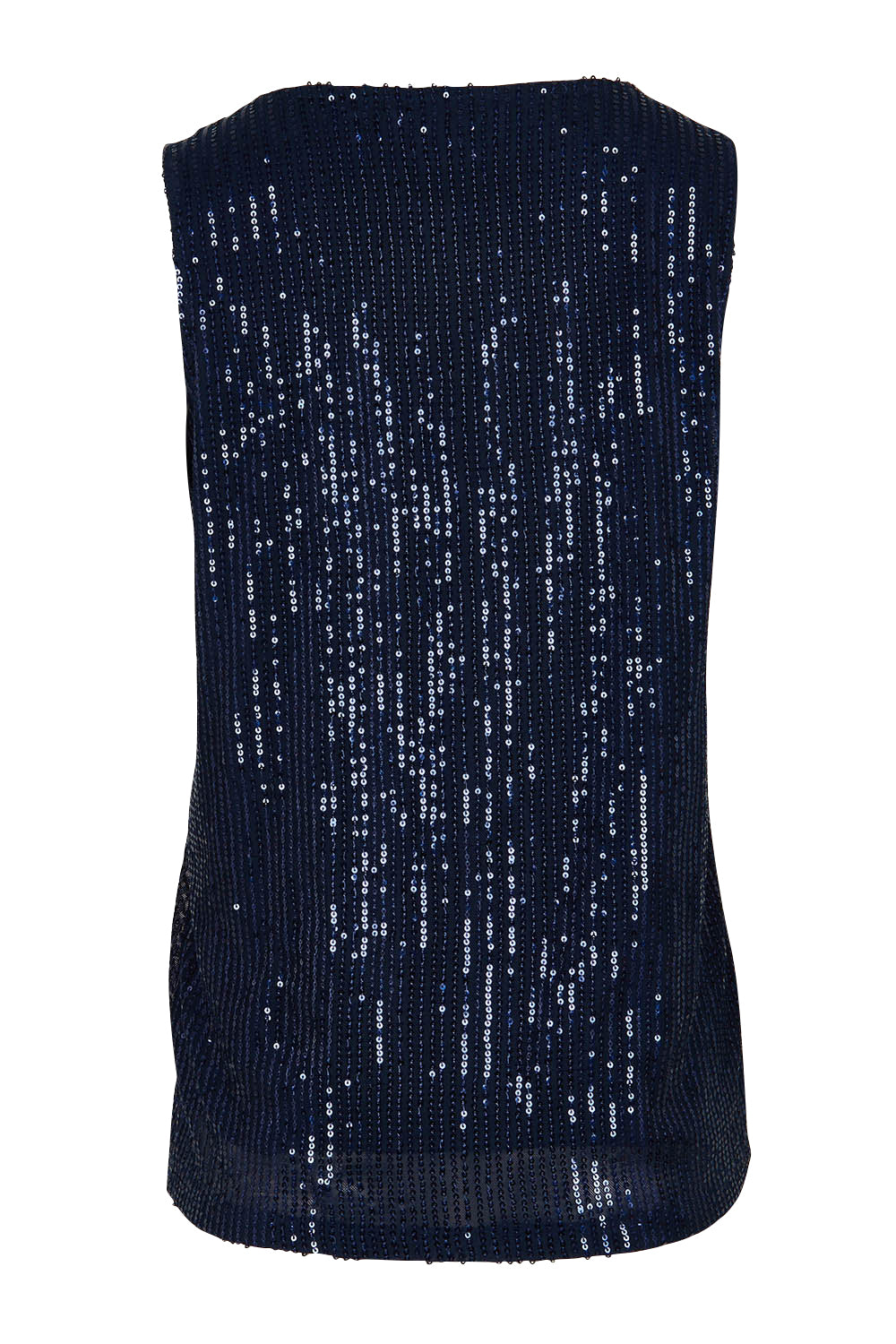 Product shot of the Reece Top in colour Navy (Blue), from the back
