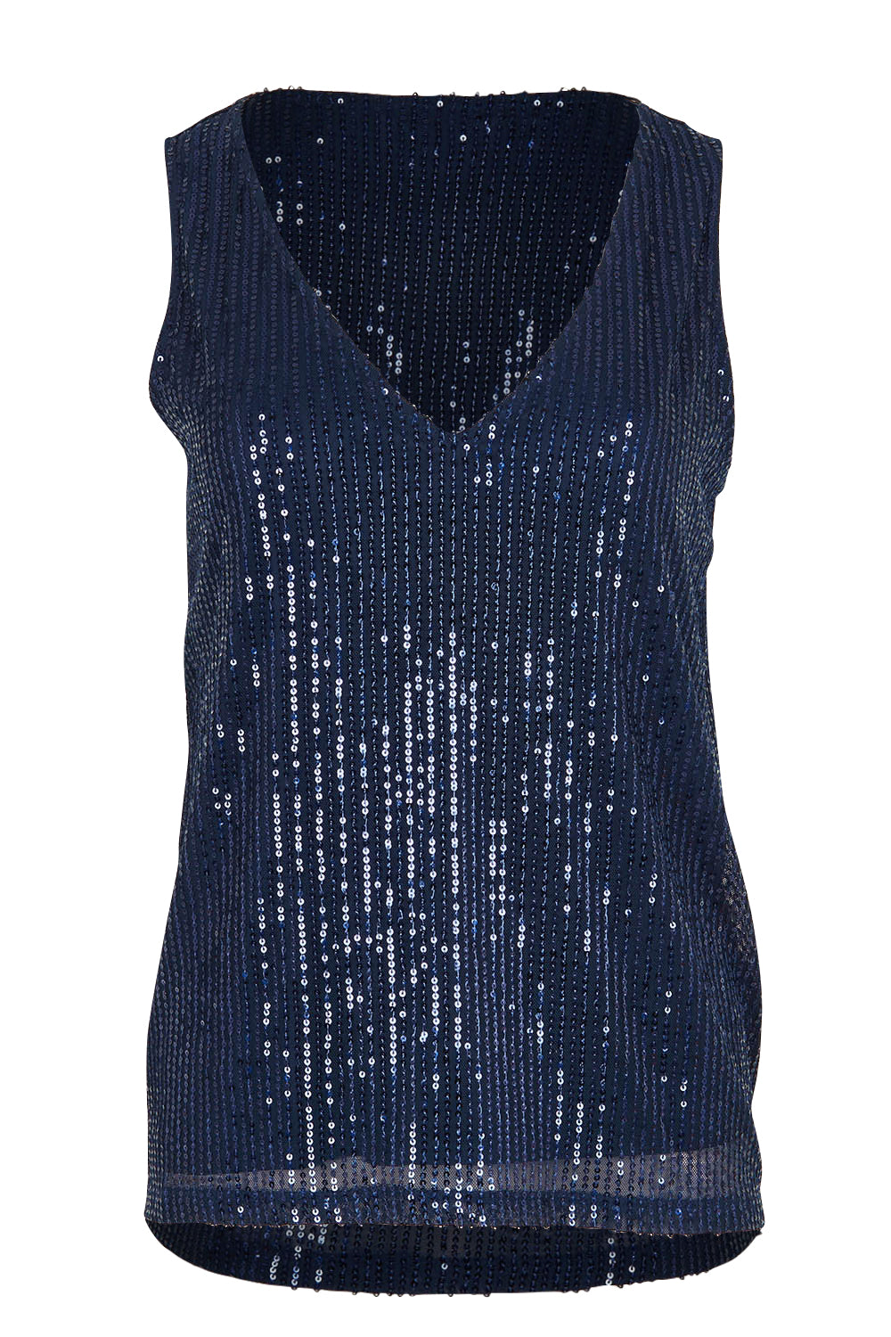 Product shot of the Reece Top in colour Navy (Blue), from the front