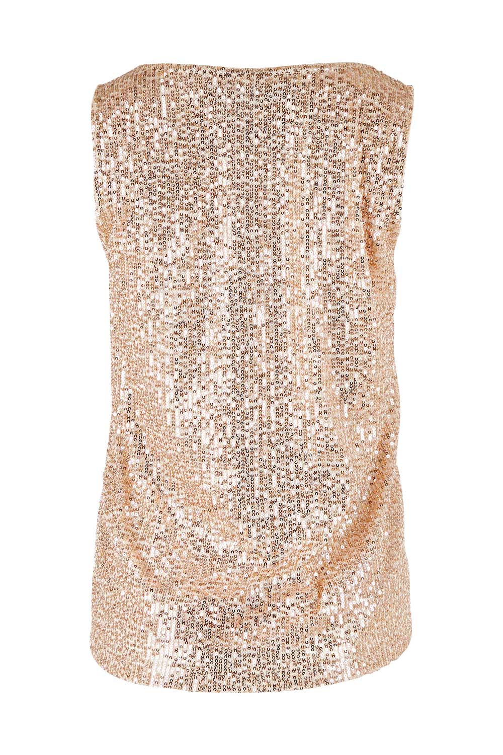 Product shot of the Reece Top in colour Rosegold (Metallics), from the back