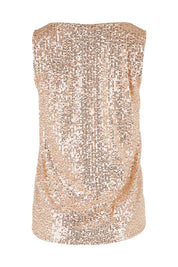 Product shot of the Reece Top in colour Rosegold (Metallics), from the back