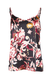 Product shot of the Mia Top in colour Floral (Black), from the front