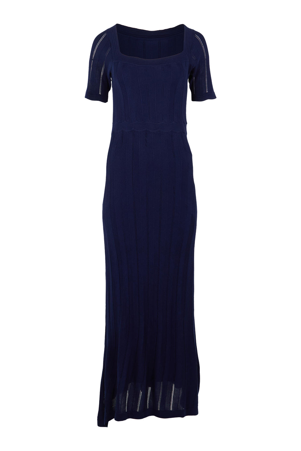 Product shot of the Ellen Knit Dress in colour Midnight (Blue), from the front