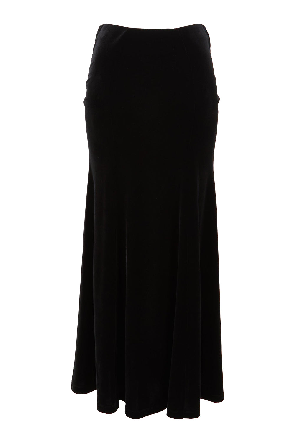 Product shot of the Marlene Velvet Skirt in colour Black (Black), from the front