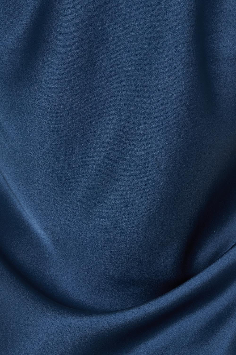 Product shot of the Celeste Satin Camisole in colour Steelblue (Blue), detail