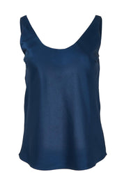 Product shot of the Celeste Satin Camisole in colour Steelblue (Blue), from the front