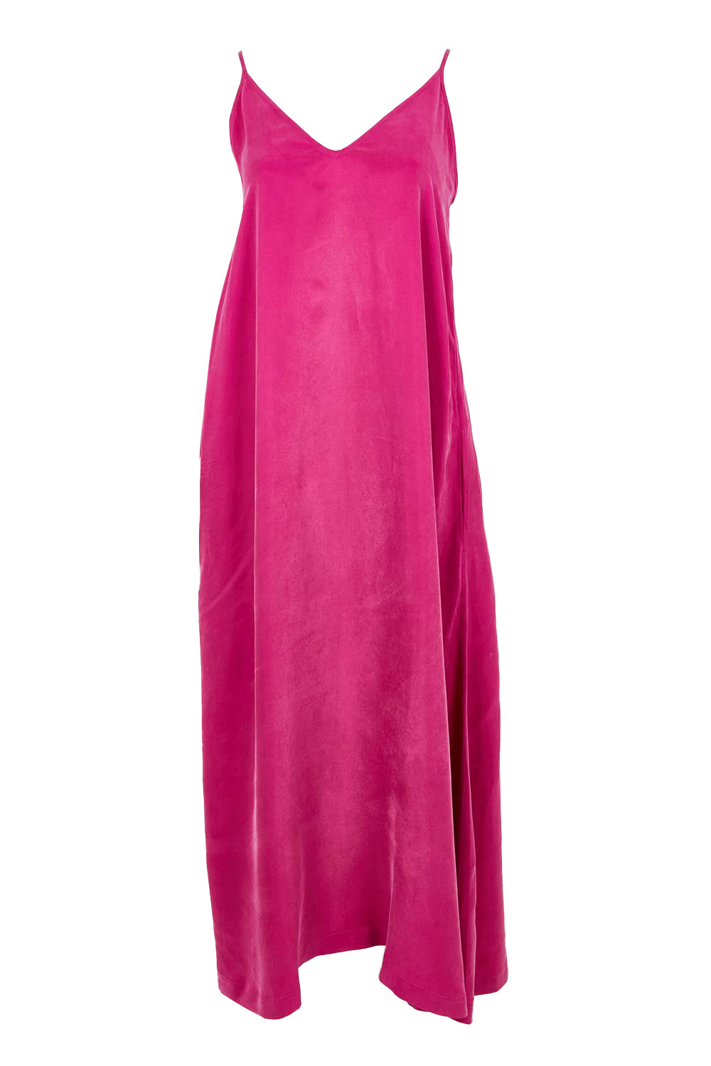 Product shot of the Edith Dress in colour Magenta (Pink), from the front